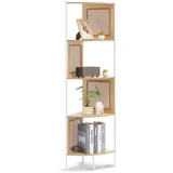 Vevor Rattan-Eckbücherregal Eckregal 5 Ablagen Braun