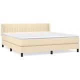 vidaXL Boxspringbett mit Matratze Creme 180x200 cm Stoff