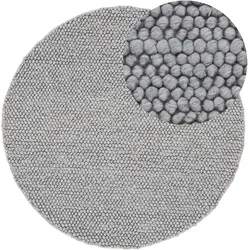 Teppich CARPETFINE "Calo", grau, H:16mm Ø:120cm, Wolle, Polyester, Teppiche, Handweb Teppich, Uni-Farben, meliert, handgewebt, 70% Wolle