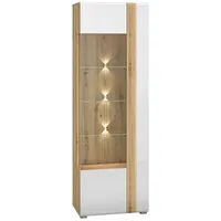 99rooms Adele Vitrine Weiß Eiche mit LED-Beleuchtung Links