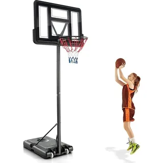 Costway Basketballständer 130-305 cm höhenverstellbar, mit Ständer & 2 Rädern, Korbanlage für Kinder, Erwachsene, mobiles Baske...