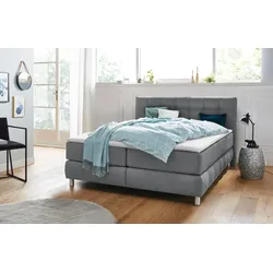 Boxspringbett ANDAS "Salo XXL", grau, B:174cm L:231cm, Komplettbetten, Boxspringbett, in Samtoptik oder Struktur, 6 Breiten in Überlänge 220cm, 4 Härtegrade