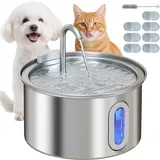 Katzenbrunnen 2,5l Trinkbrunnen Für Katzen Mit Leiser Pumpe Led Aktivkohlefilter 19,4 X 19,4 X 18,7 Cm
