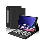 IVEOPPE Samsung Tab S9 Ultra 14.6" Hülle mit Tastatur 2023, Tastatur für Galaxy Tab S9 Ultra mit Touchpad, Magnetisch Abnehmbarer Tastatur Samsung S9 Ultra mit QWERTZ Layout Pencil Halter, Schwarz