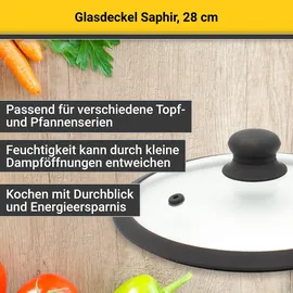 Krüger Glasdeckel mit Silikonrand 28 cm, schwarz, Glas, 28 x 28 x 2 cm