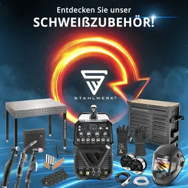 STAHLWERK Mini FLUX 120 ST Digital – Fülldrahtschweißen ohne Gas bis 120 A, kompakt, synergisch, LED-Licht, Lift-TIG- & MMA/ARC-... LIFT TIG Funktion