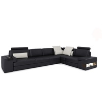 JVmoebel Ecksofa, Ledersofa Sofa Modernes Polster Leder Design Ecksofa Couch Textil schwarz