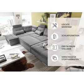 ed exciting design Wohnlandschaft Jakarta 324x107x218 cm Webstoff-Kunstleder Ottomane links grau (38645009-0)
