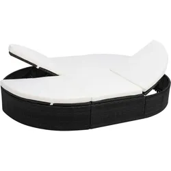 vidaXL Outdoor-Lounge-Bett mit Polster Poly Rattan Schwarz