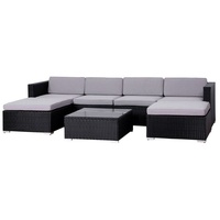 SVITA LUGANO Polyrattan Lounge Rattan Set Couch Sofagarnitur schwarz