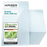 KAISER plastic® Xtra Strong | Gewächshausplatten 7 Stk. | Stärke 10mm | 605 x 1210 mm - 10mm | Polycarbonat (PC) | 5,10 m2 | Gewicht: 1250g/m2 | Hohlkammerplatte - Doppelstegplatte