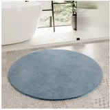 Homie Living Badematte Porto Azzurro, Höhe 30 mm, rutschhemmend beschichtet, fußbodenheizungsgeeignet, schnell trocknend, Polyester, rund, Badteppich, uni, rechteckig & rund, waschbar, Badezimmerteppich blau rund | Ø 90 cm x 30 mm