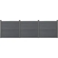 [neu.holz] Lamellenzaun 466 x 165 cm Grau/WPC