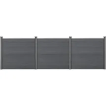 [neu.holz] Lamellenzaun 466 x 165 cm Grau/WPC