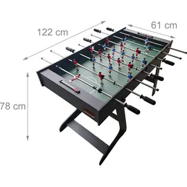 Relaxdays Kickertisch, klappbar, HBT: 78 x 122 x 61 cm, Fußballkicker für Kinder & Erwachsene, mit 3 Bällen, Dunkelbraun