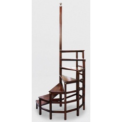 Casa Padrino Luxus Mahagoni Bibliothekstreppe Dunkelbraun 103 x 55 x H. 252 cm - Massivholz Bibliotheksleiter - Büro Möbel - Luxus Möbel - Büro Einrichtung - Luxus Einrichtung