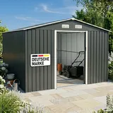 BRAST Gerätehaus Geräteschuppen Metall | TÜV geprüft | viele Größen | 163x89x180-278x323x192cm | Pultdach Satteldach | Gartenhaus mit Schiebetür | Anthrazit | wetterfest wasserdicht | 278x217x192cm