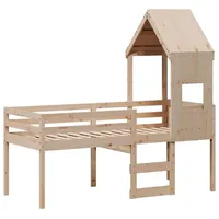 VidaXL Hochbett mit Dach 90x190 cm Massivholz Kiefer