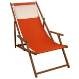 Erst-Holz Strandstuhl terracotta Gartenstuhl Sonnenliege Deckchair Buche dunkel Kissen klappbar 10-309KH