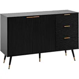Wohnling Mid.you Sideboard, Schwarz, Metall, 2 Fächer, 3 Schubladen, 120x80x40 cm, stehend, Schlafzimmer, Schlafzimmer Kommoden