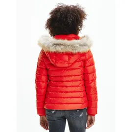 Tommy Jeans Daunenjacke TOMMY JEANS "BASIC HOODED DOWN JACKET", Damen, Gr. XS (34), rot (deep crimson (hellrot)), Web, Obermaterial: 100% Polyester.