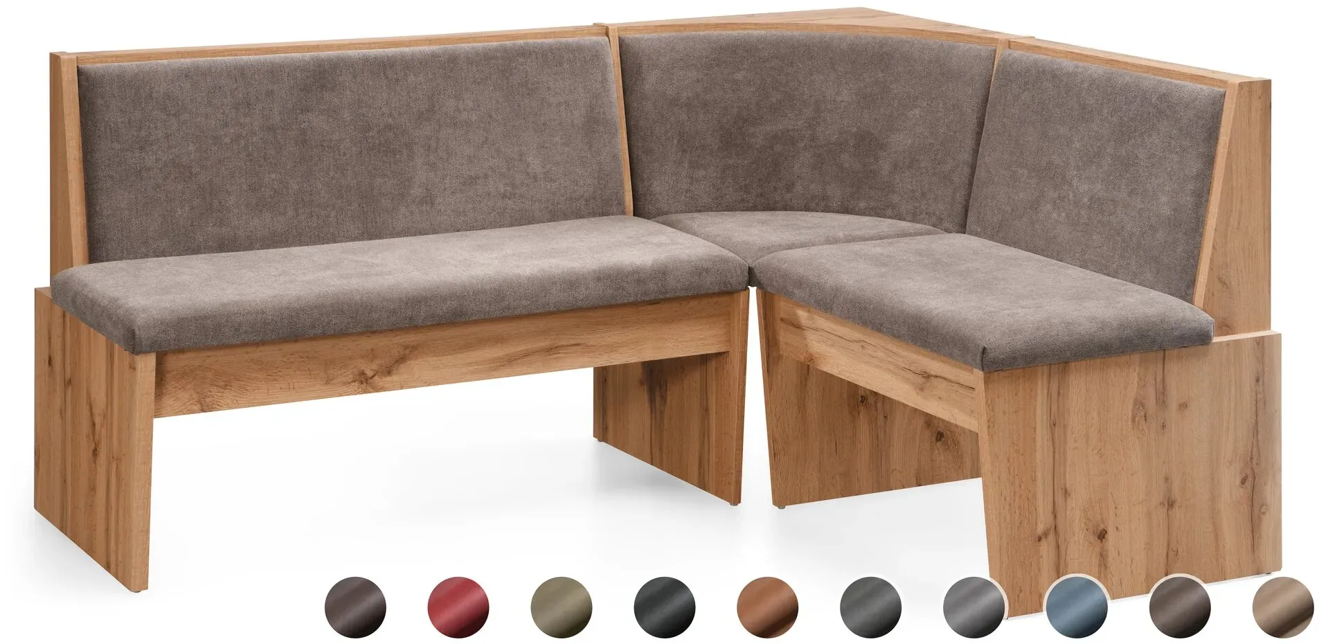 Schösswender »Inka« Eckbank 157x197 cm / Gavin 03 beige / offen / Rundecke / Artisan Oak Dekor