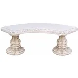 antiques wohndesign Halbrunde Gartenbank 134 x 46 x 134 cm Weiß