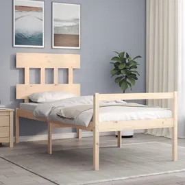 vidaXL Seniorenbett mit Kopfteil 90x200 cm Massivholz