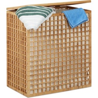 Relaxdays Wäschekorb Bamboo 48 L,