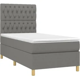 vidaXL Boxspringbett 100 x 200 cm Dunkelgrau