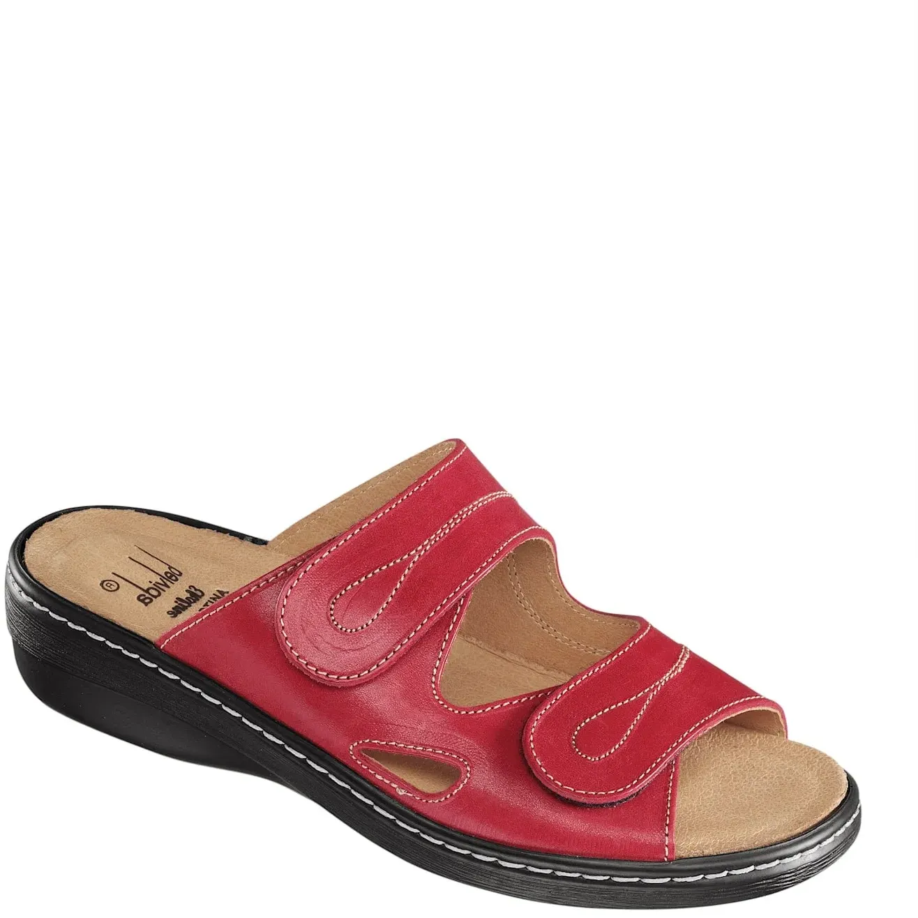 Pantolette BELVIDA, Damen, Gr. 42, rot, Glattleder, Schuhe Pantolette