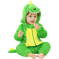 DiULi Dinosaurier Drachen Kostüm Kinder, Dinokostüm Jungen Mädchen mit Kapuze, Dino Onesie Jumpsuit Flanell Overall Kind für Halloween Karneval Dino Dress Up Party, Grün 110