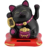 Garosa Glückskatze Winkekatze Japanisch Maneki Neko Fortune Reichtum Solar Powered Haus Auto Büro Dekoration(Schwarz)