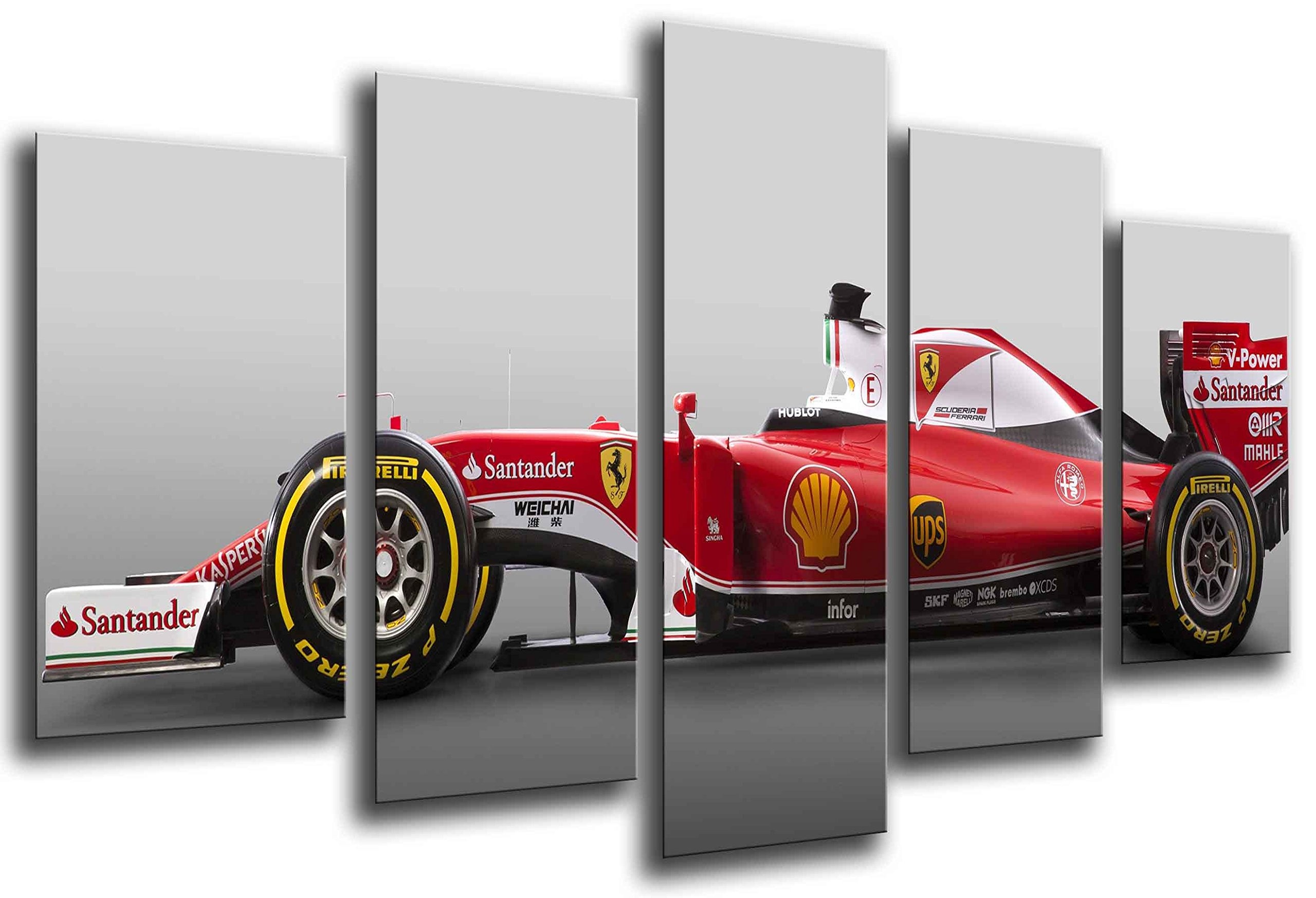 Cuadros Camara Wandbild - Bild Auto Formula 1, Ferrari F1, Sebastian Vettel, 165 x 62 cm, Holzdruck - XXL Format - Kunstdruck, 26553