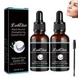 Lash Elixir Rapid Growth Strengthening Eyelash Serum, Bio-Rizinusöl Wimpernserum, Intensive Lash Volumizing Serum, Wimpernserum zu wachsen Wimpern, stärken und nähren (2pcs)