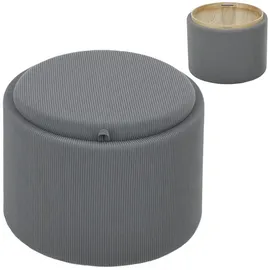 Homcom Sitzhocker mit Stauraum Hocker mit Deckel, Runder Fußhocker Polsterhocker Couchtisch mit Cord-Optik 56 x 56 x 42 cm Grau