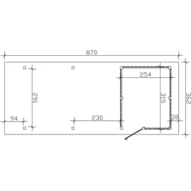 SKANHOLZ Carport Wendland 3,62 x 8,70 m nussbaum mit Abstellraum und EPDM-Dach