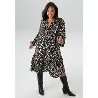 Aniston plus Tunikakleid mit graphischem Blätterdruck Schwarz/Beige 54