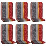 NYVI Hochlehnerauflage Hochlehner Auflagen 6er Set Hawaii Hochlehnerauflagen für Gartenstühle, (6 St), Stuhlauflagen Sitzauflagen Gartenstuhlauflagen Streifen, gestreift bunt|gelb|grau|rot