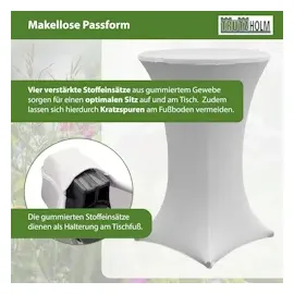 Baumarktplus 2x Stehtischhusse Stretch 70 cm weiß Tischdecke Husse Bistrotisch Partytisch