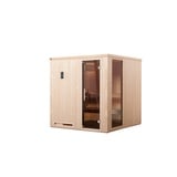 Weka Sauna Halmstad 2 mit Glastür + Fenster und Fronteinstieg - 68 mm 5,4 kW Kompaktofen mit integr. Steuerung inkl. gratis Sauna-Set im Wert von 240,40 € (10-teilig)