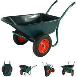 Baumarktplus 2-Rad Schubkarre 100 L 160 kg Gartenschubkarre Lufträder Stahlfelge kippsicher Kunststoffwanne