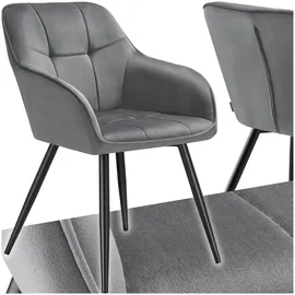 Tectake Esszimmerstuhl Marilyn gepolstert Polyester grau/schwarz