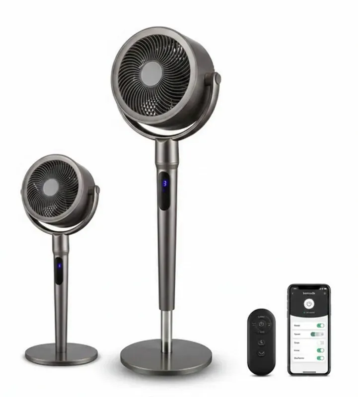 Komodo Aero Tischventilator mit Fernbedienung, 8 Geschwindigkeiten, 3 Modi, 120° horizontale & 90° vertikale Oszillation, 1-8H Timer, Höhenverstellbar, Leiser Tischventilator, Dunkelgrau