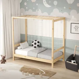 ML-Design Kinderbett Fußballtor 70 x 140 cm Kiefer naturbelassen beige