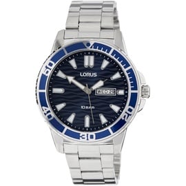 Lorus Herren Analog Quarz Uhr mit Metall Armband RH357AX9, Blau