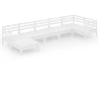 vidaXL Garten-Lounge-Set 7-tlg. Massivholz Kiefer weiß