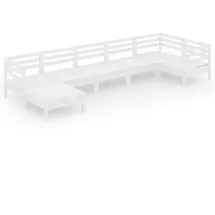 vidaXL Garten-Lounge-Set 7-tlg. Massivholz Kiefer weiß