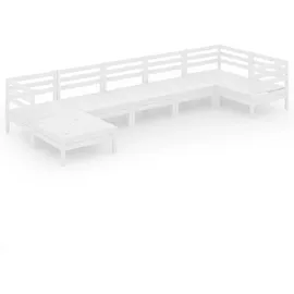 vidaXL Garten-Lounge-Set 7-tlg. Massivholz Kiefer weiß