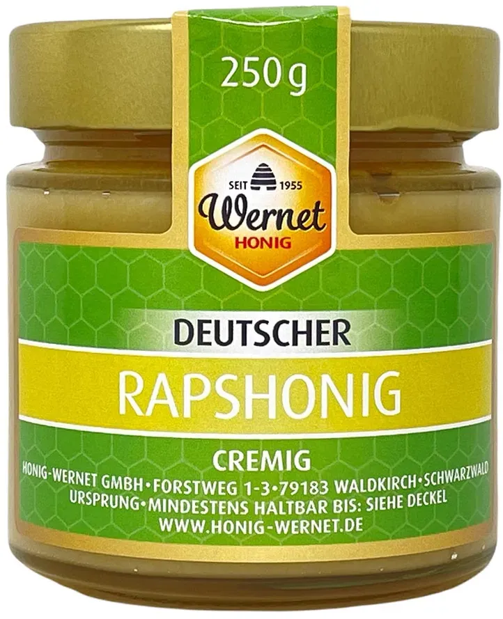 Honig Wernet Traditionsimker im Schwarzwald Deutscher Rapshonig cremig im 250g Glas